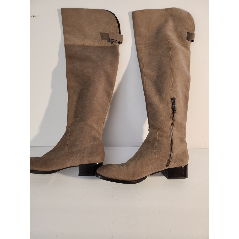 Donald Pliner Aspyn Taupe Suede Over The Knee Tall Boots 8M Low Block Heel